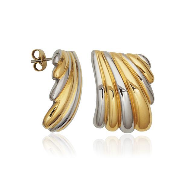 CJ STEELX Fluted Two Tone Earrings