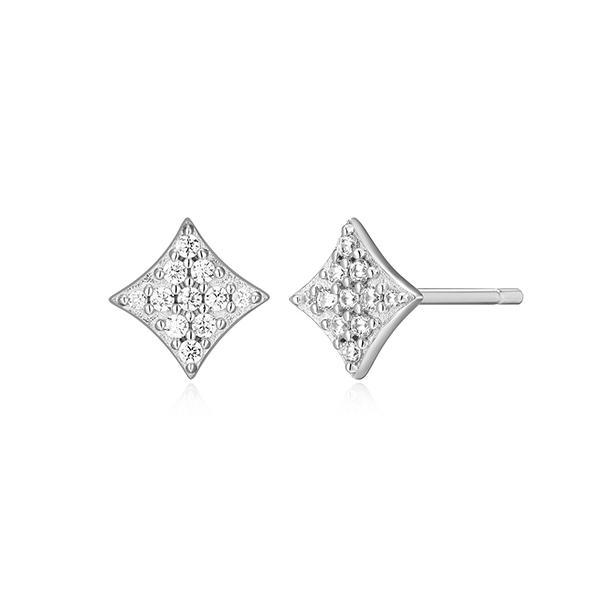 CJ Monte sterling silver lab­-created diamond diamond­shaped stud earrings