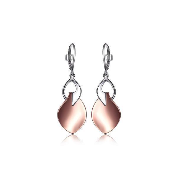 E32LC5X-2T "Rose Petal" Sterling Silver Rose Petal Leverback Earrings