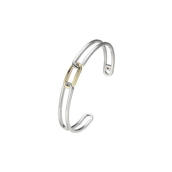 BR1LAMT-2T "Parallel" Two-tone Sterling Silver Open Oblong Link Cuff Bangle