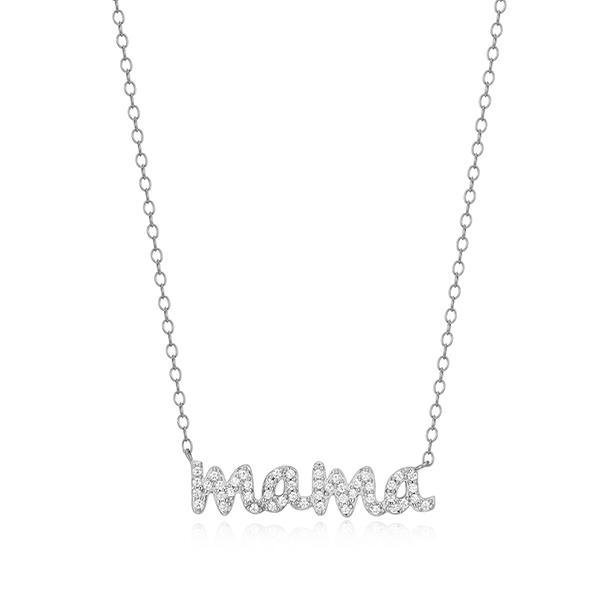 CJ Monte sterling silver lab­created diamond mama necklace