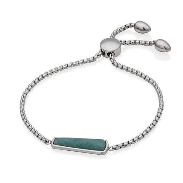 CJ STEELX Amazonite Adjustable Bolo Bracelet Size 8.25 - Silver