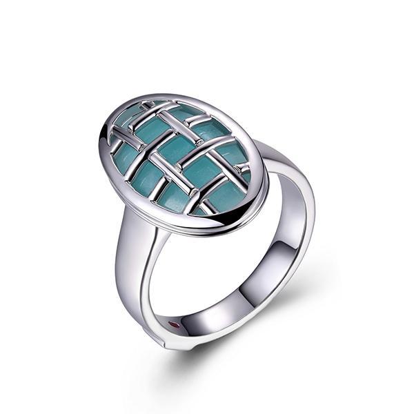 RR4LA4AAL-W-9 Sterling Silver SECRET GARDEN Genuine Green Quartz and Basket Weave Oval Ring Size 9
