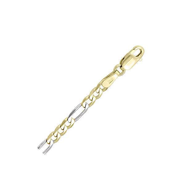 18K Two Tone Figaro 7" Bracelet