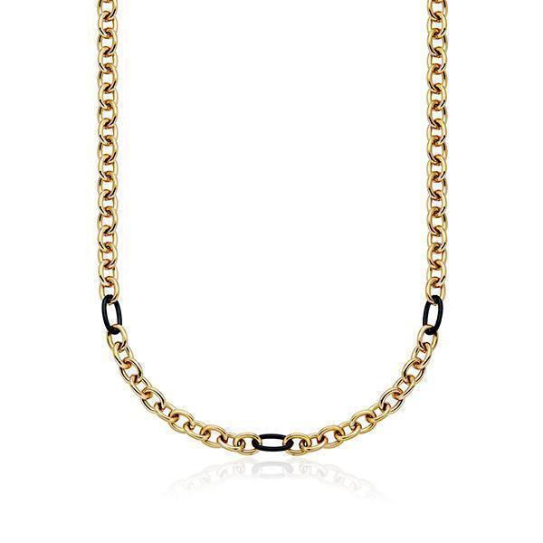 CJ Steelx 7.5 mm Cable Link Necklace - Black and Gold