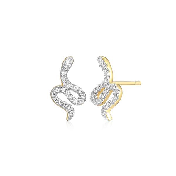 CJ Monte sterling silver lab­created diamond snake stud earrings