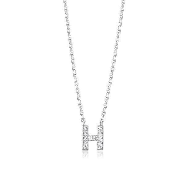 Diamondlite Cubic Zirconia Mini Initial H Necklace - Silver