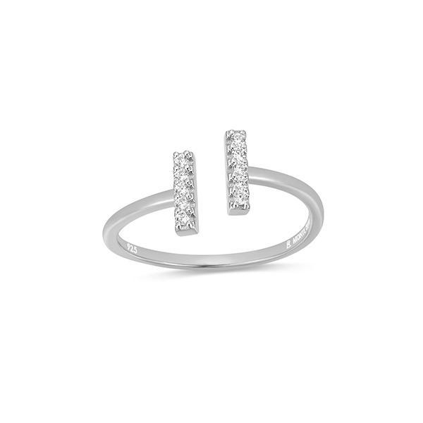 CJ Monte sterling silver lab­-created diamond double bar ring - Size 8