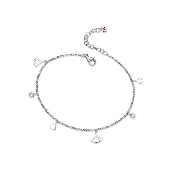 AR1LAHM-W "Delta" Triangular Silver and  Bezel Set Round Cubic Zirconia Anklet - Silver