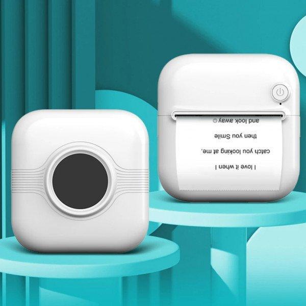 Portable Mini Instant Printer - Bluetooth Connectivity for Black and White Printing, One-Touch Operation A33 for Children Kid Party Outdoor and Indoor Play - White