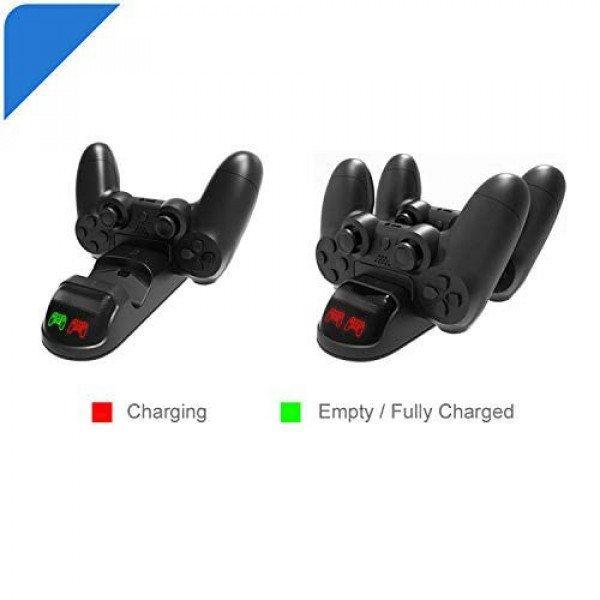 Controller USB Charging Station Dock for 2 DualShock 4, PlayStation 4 Charging Station for Sony Playstation4 / PS4 / PS4 Slim / PS4 Pro Controller - Black