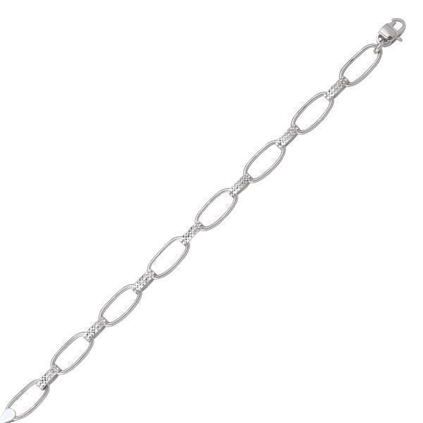10K Silver Oval Shaped Link Bracelet