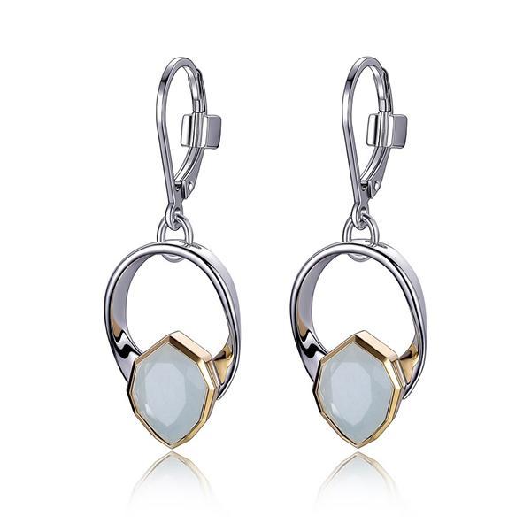 ER2LC5WEZ-2T Sterling Silver Dyed Aqua Quartzite Leverback Two Tone Earrings