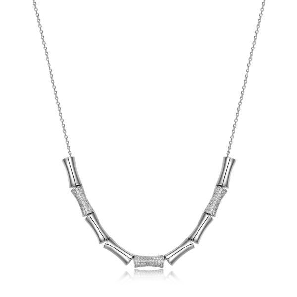 NR0LBVG0-W Nine Bamboo with Cubic Zirconia Necklace