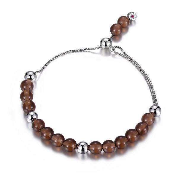 BR1LABRC-W-9 Bacio Smoky Quartz Adjustable Bolo Bracelet Size 9