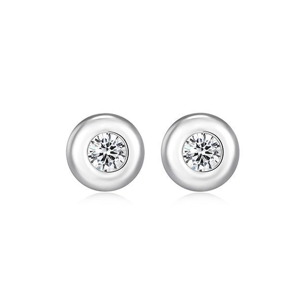 ER2AVUB00-W Sterling Silver Puffy Bezel 5mm Round Diamondlite Cubic Zirconia Stud Earrings