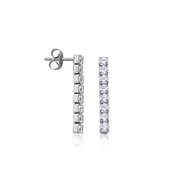 CJ Steelx CZ Drop Earrings - Silver