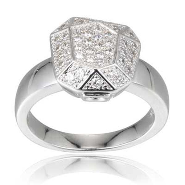 RR4L87700-W-7 Sterling Silver FACET Micro Pave Ring Size 7