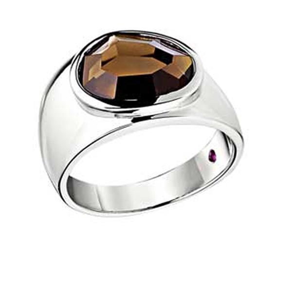 RR4L835CB-W-8 Sterling Silver Smoky Quartz Ring Size 8