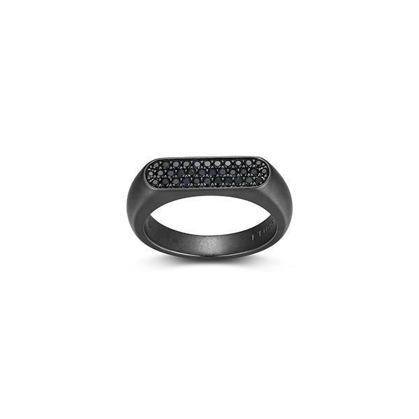 Sterling silver CJ Ethos BLACK ICE gun color and genuine black sapphire band - size 9