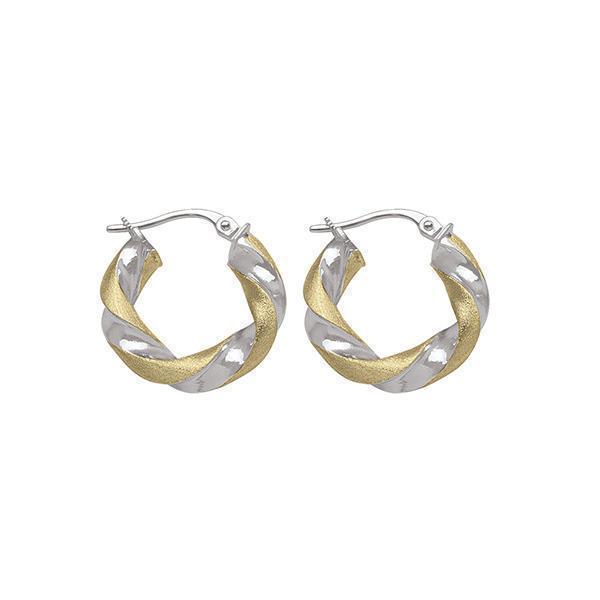 14K Two Tone Gold Hoop Earrings