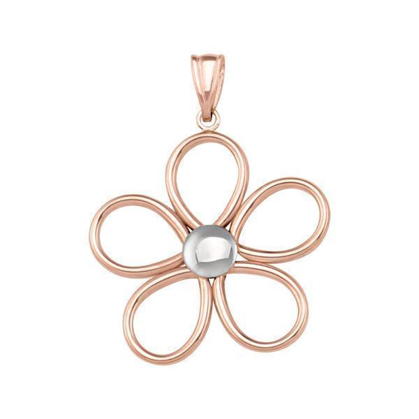10K Flower Fashion Pendant - Pink Rose Gold