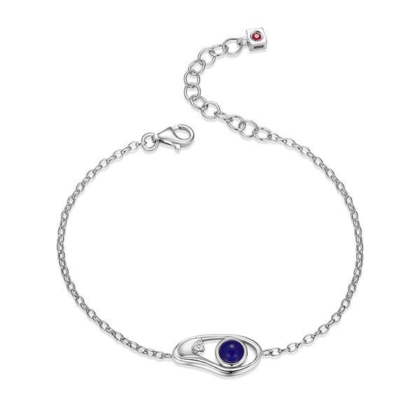 BR1LAN93-W-6.5 Satellite Opal and Moissanite Kidney Shape Size 6.5  Bracelet