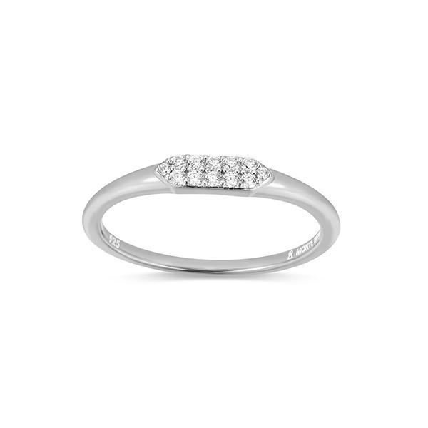 CJ Monte sterling silver lab­-created diamond double row shield ring - Size 8