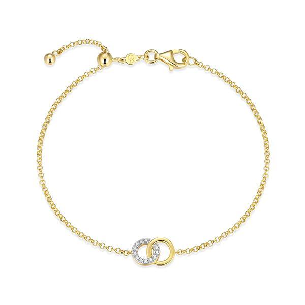 CJ Monte sterling silver lab­created diamond interlocking circles adjustable bracelet