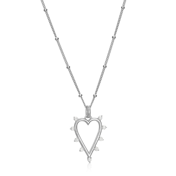 NR0LBYC0-W Spike Cubic Zirconia Heart Necklace