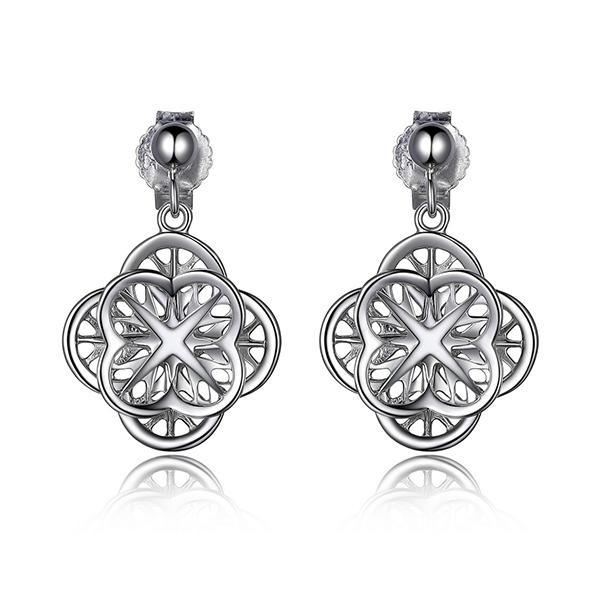 ER2LCAKA0-W Sterling Silver Flower Post Earrings