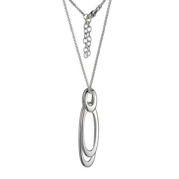 NR3LAJEA0-W Sterling Silver ETERNITY Oval Pendant Necklace