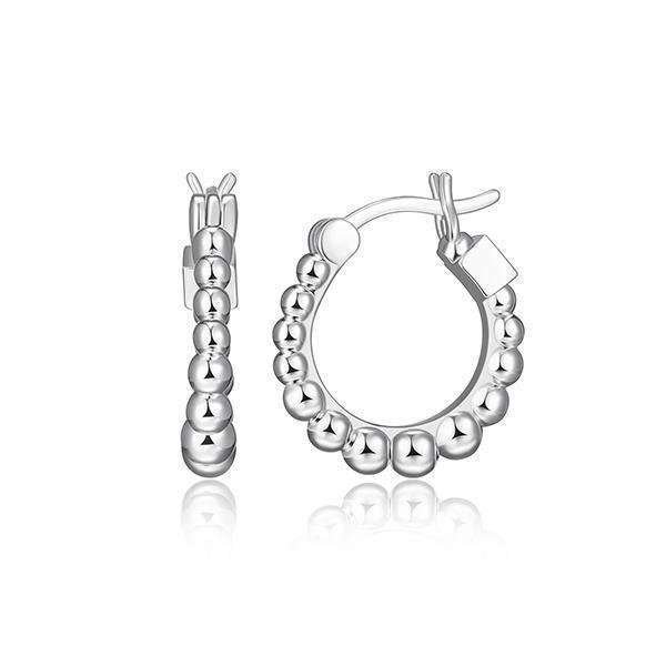 ER2LCJB-W "Orb" Sterling Silver Bead 16mm Hoop Earrings