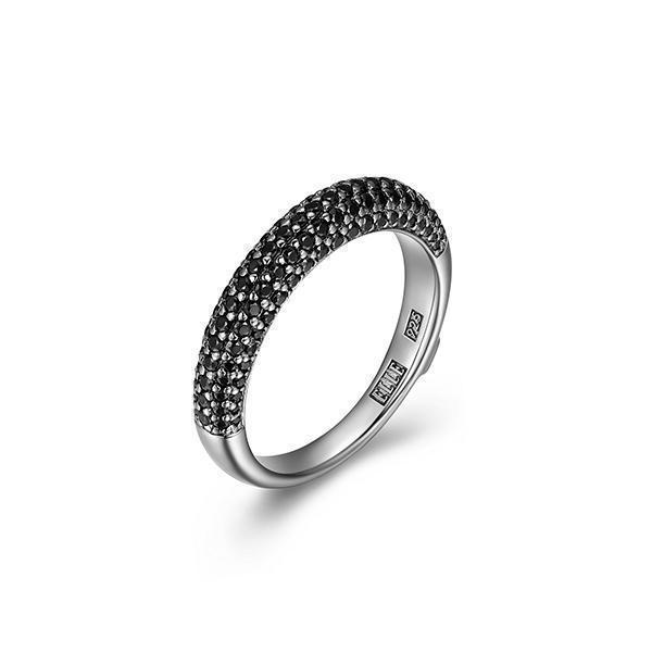 R64LAEX-B-7 "Stardust" 5-Row Black Spinel Half Eternity Ring - Black