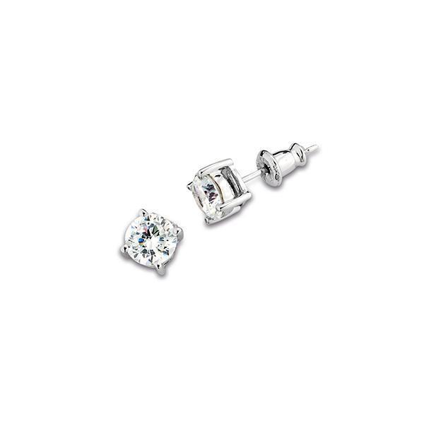 ER2LBDR-W "Core Essentials " Sterling Silver 6mm Round Cubic Zirconia Stud Earrings