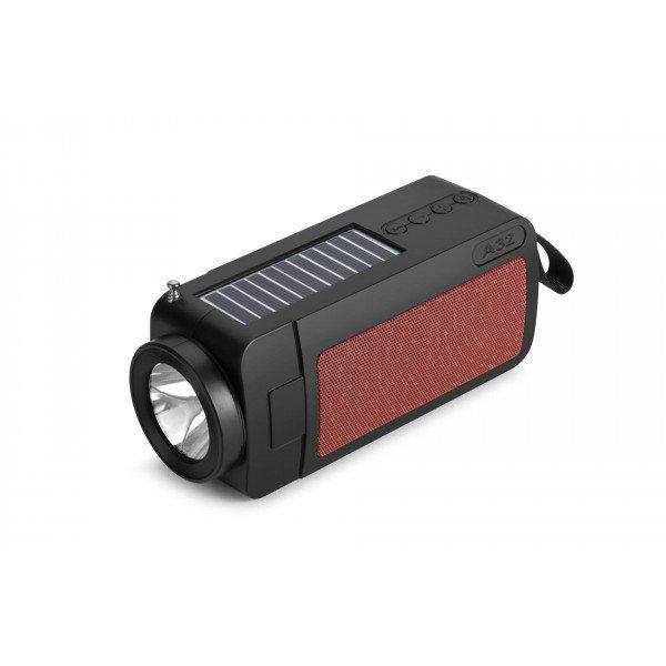 Outdoor Strong Flashlight FM Radio Portable Bluetooth Speaker With Solar Panel Charge YG-A32 for Universal Cell Phone And Bluetooth Device - Red