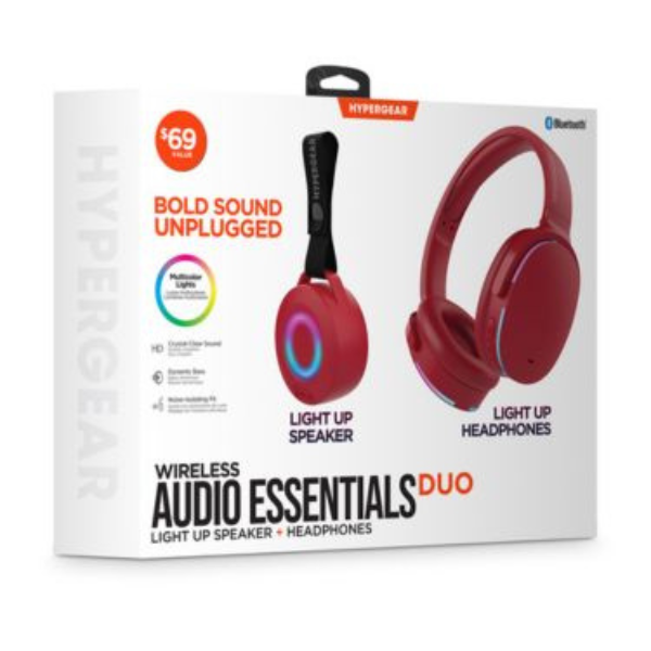 MS53139 Audio Essentials Duo - Red - 2 Pack Gift Set Bluetooth Headphone  and  Speaker 5W