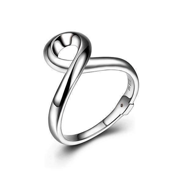 RR4LA5EA0-W-8 Sterling Silver Polished Small Loop Ring Size 8