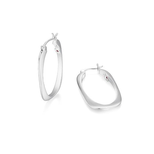 ER2LCS0A0-W Sterling Silver ALLURE Cushion Rectangular Shape 35x20mm Hoop Earrings