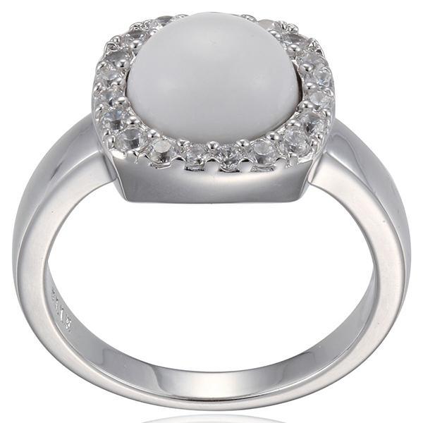 RR4L899AB-W-7 Sterling Silver White Agate Ring Size 7