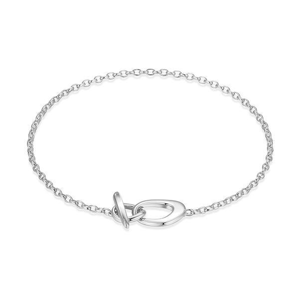 BR1LAQWA0-W-7.25 Sterling Silver CELESTE Free Form Pear Shape Toggle Bracelet Size 7.25