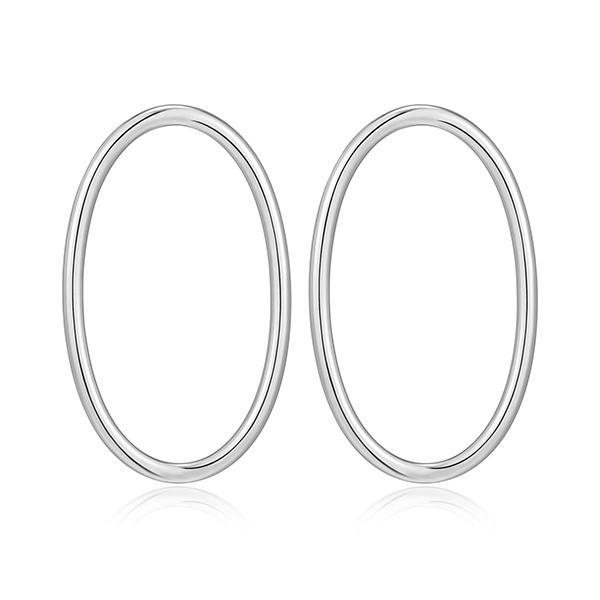 ER2AWCXA0-W Sterling Silver Oval Open Frame Stud Earrings