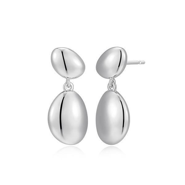 ER2AWAEA0-W Sterling Silver High Polished Two Pebble Drop Earrings