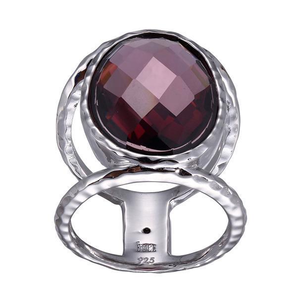 RR4LA3QEC-W-8 Sterling Silver Checkerboard Smoky Quartz Cubic Zirconia Ring Size 8