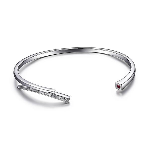 BR1LAEA0-W-6.75 Tango Cubic Zirconia Open Cuff Bangle Size 6.75