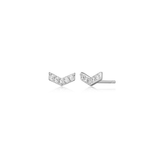 CJ Monte sterling silver lab­-created diamond V­stud earrings