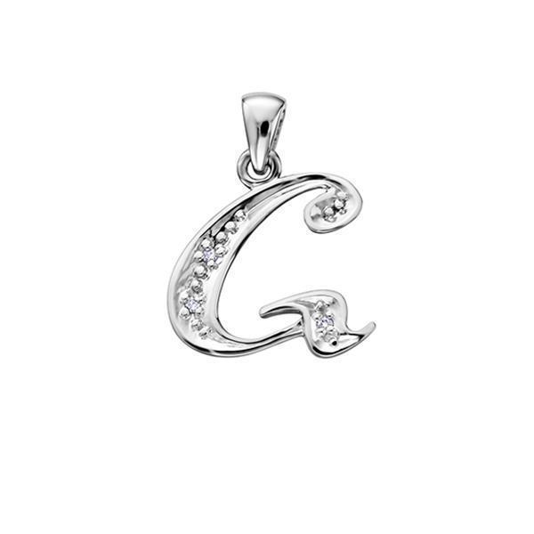 Diamond Initial "G" Pendant in 10K (0.015 CT. T.W.) - Silver
