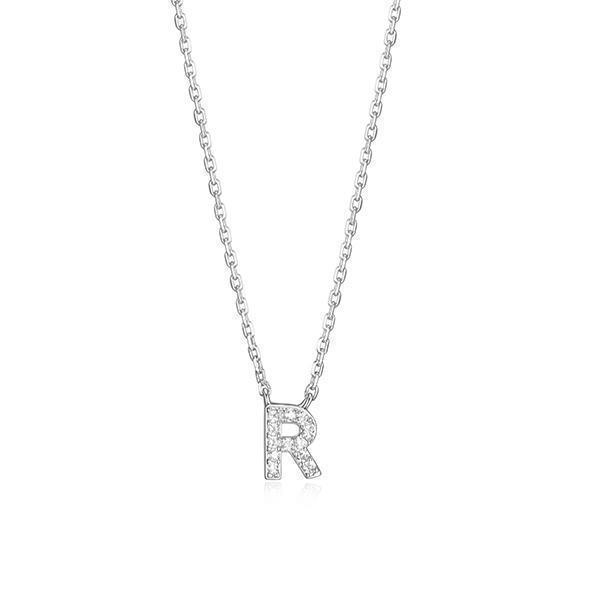 Diamondlite Cubic Zirconia Mini Initial R Necklace - Silver