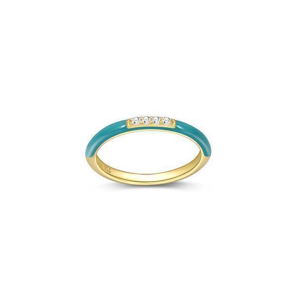 Cotton Candy Collection Diamondlite Cubic Zirconia Enamel Stackable Ring - Blue - Size 8