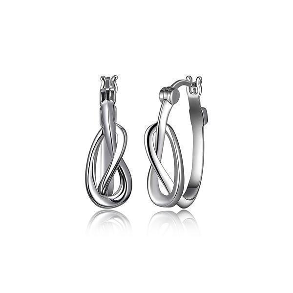 ER2LC5L-W "Eternity" Sterling Silver Love Knot Hoop Earrings